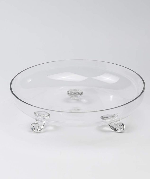Saladeira Lisa Redonda de Vidro Pracaza com pé - cod 008041 -31,5cm 9,5cm