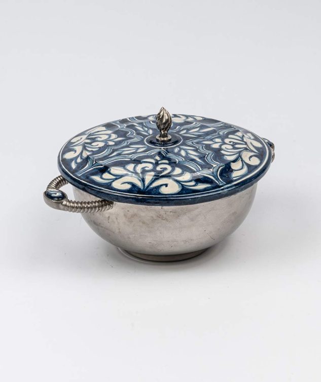 Sopeira de Aluminio com tampa de Porcelana azul - cod 005349 - 26cm x15cm