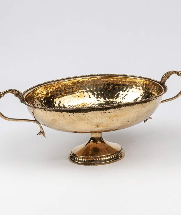 Taça Dourada Com Alça de Peixe - cod 004283 - 33cm x26cm x17cm
