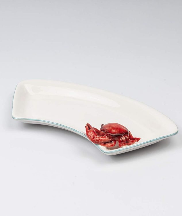 Travessa Meia Lua com Caranguejo cod 159657 39cm x 18cm x4cm