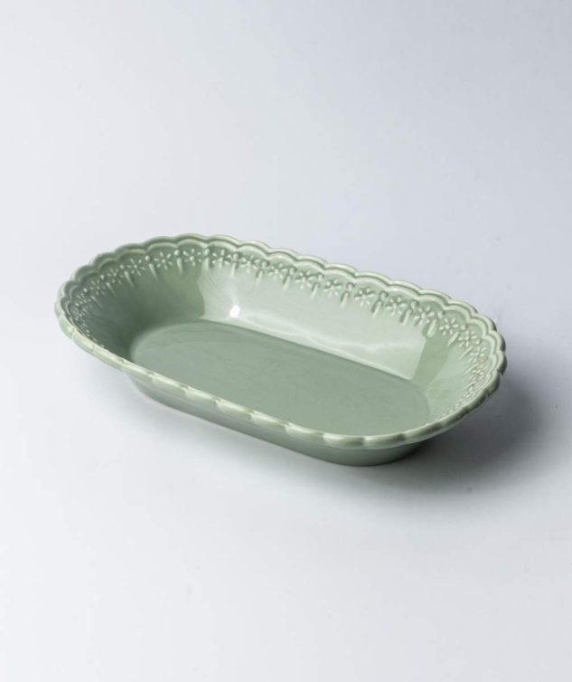Travessa Oval Funda Verde Celadon M cod 004204 32cm x20cm x6cm