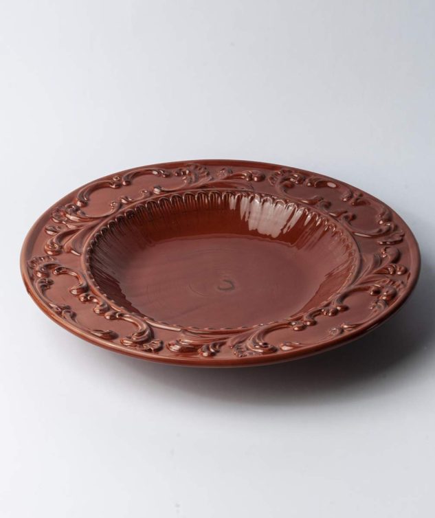 Travessa Redonda de Porcelana Marron cod 005641 43cm x7cm