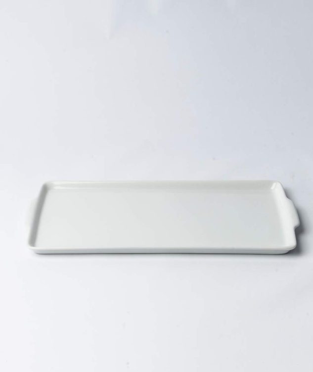 Travessa Retangular de Porcelana Branca para Rocambole cod 008550 33cm x17cm x2cm