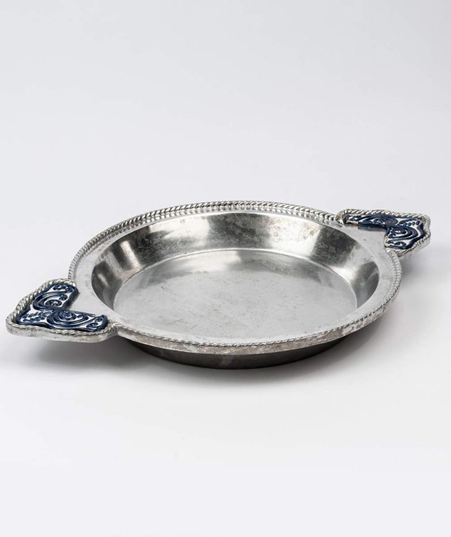 Travessa de Aluminio Redonda Funda com Alça peq. Azul - cod 005350 - 41cm x6cm