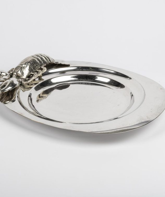 Travessa de Prata com Lagosta Aplicada na Borda cod 008103 50cm x 41cm x 4cm