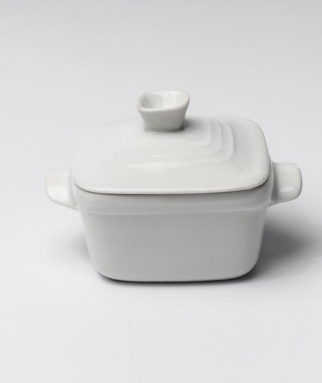 panelinha quadrada de porcelana com tampa cod 003535 9cm x 6,5cm x 5cm